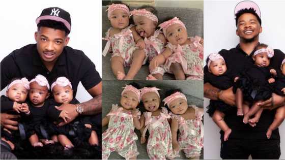 Family celebrates their triplets as they clock 6 months, dad poses with them in beautiful photos