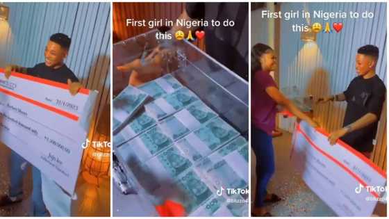 Young Lady Gifts Boyfriend N1.5M in New Naira Notes on His Birthday, Cute Video Sends Netizens Into a Frenzy