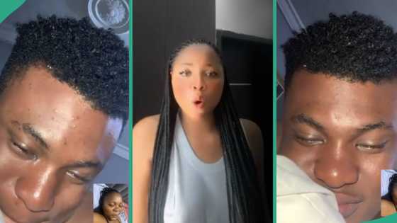 "When he misses you too much": Lady shows her boyfriend shedding tears during their video call