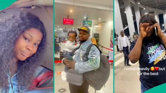 Nigerian woman cries at airport as husband relocates to UK, emotional video goes viral