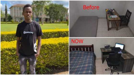 Young man shares story of the progress he's making in life, before and after photos of his room goes viral