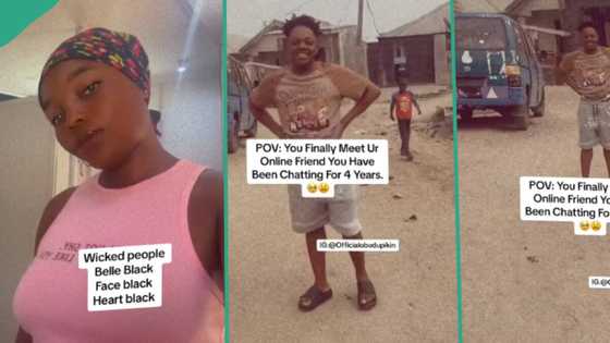 Nigerian lady laughs at height of man she had been chatting online for 4 years as they finally meet