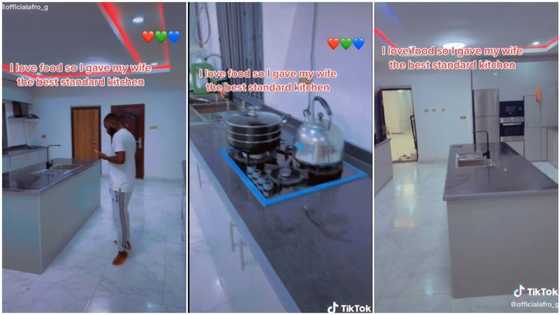 Lovely husband builds big kitchen with cooker & fridge for wife, says he loves food, cute video goes viral
