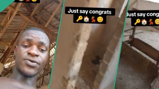 Young Nigerian man moves into his uncompleted building without ceilings and windows