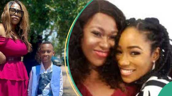 Moment Uche Jombo's son said he is jealous of seeing his mom hug her movie daughter on screen