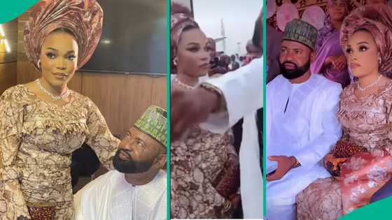 Akin Olaiya’s in-laws speak as bride’s facial expression at wedding triggers reactions