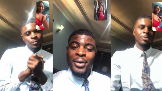 Beautiful lady and her boyfriend dress up for virtual Val's Day as she is in school