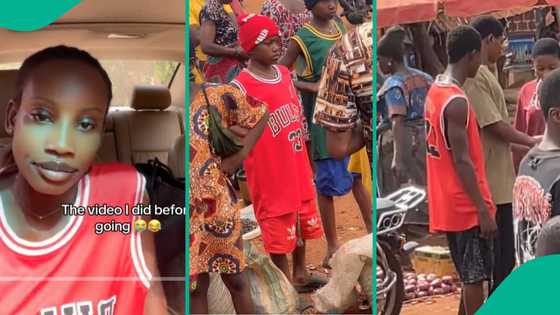 Lady who wore her cousin's shirt to village market sees many people putting on same matching jersey