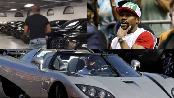 Money man! Mayweather shows off car garage which has $6.4m Rolls Royce collection, $300k Benz and $200k Ferrari (photos)