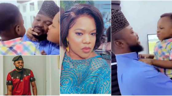 Toyin Abraham, Hubby & son serve family goals in cute video, actress displays affection towards her 2 "men"