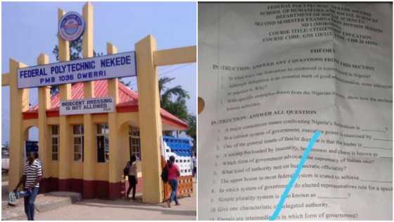 Photo shows Nigerian polytechnic exam question asking students "who are the unknown gunmen?' Many react