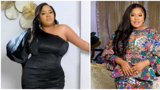 Toyin Abraham shows off legs in gorgeous black dress, fans shower her with compliments