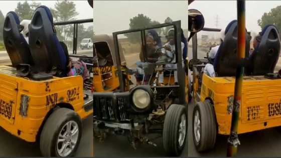 "It's a jeep": Man converts his tricycle to open roof car with big tyres, adds cushion seats in video