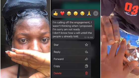 "I'm calling off the engagement": Nigerian lady receives hot texts from fiancé, weeps in video