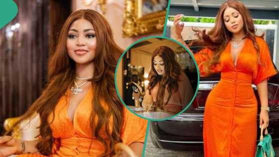 Regina Daniels shows off snatched waist, hourglass figure in photos: "Na only you dey shine for this country"