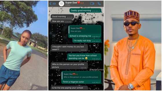 Nigerian dad knocks daughter after she used actor Timini's picture as WhatsApp DP, their chat leaks