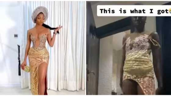 "The tailor really murdered this outfit": Reactions to photos of asoebi dress lady paid for