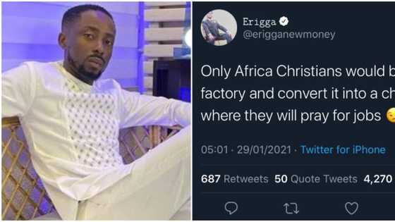 Rapper Erigga lambastes African Christians who demolish factories to build churches