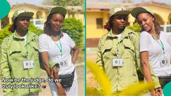 Lady finds her lookalike at Osun NYSC camp, says they sound alike at times, shares pictures