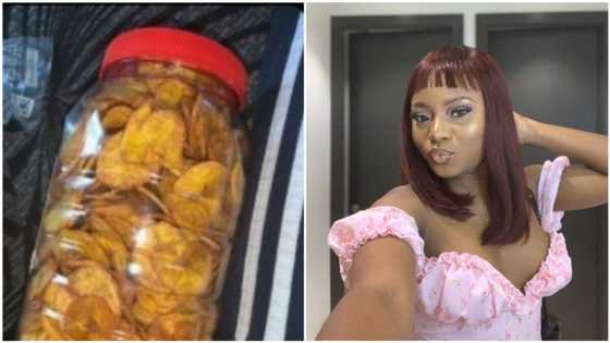 Nigerians react as this pretty lady reveals her boyfriend's mom sends her plantain chips in Lagos (photos)