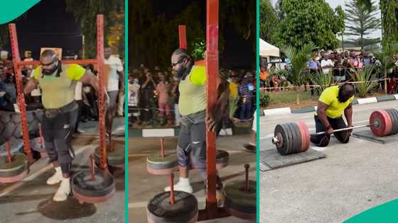 Kizz Daniel’s bouncer amazes many as he participates in heavy weightlifting competition in Calabar