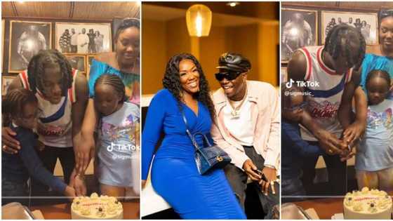 Stonebwoy: Ghanaian dancehall star cuts cake with his wife and kids to celebrate 5th Dimension album