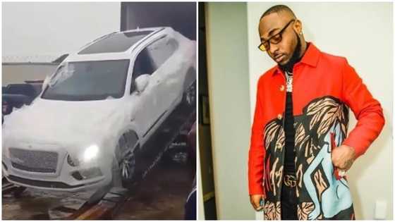 Davido's N94m Bentley Bentyaga finally arrives Nigeria, OBO shows off on social media (video)