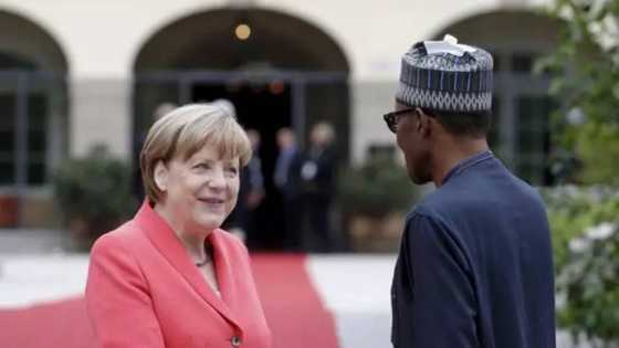 How German Chancellor Merkel Greets President Buhari To G7 Summit (Pics, Video)