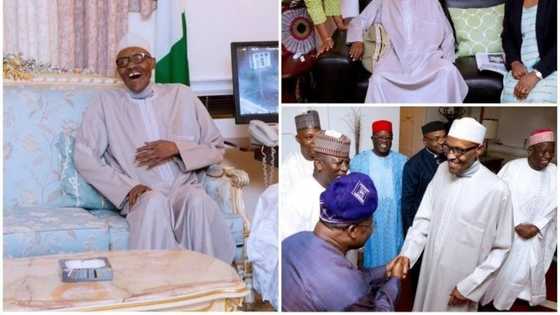 BREAKING: President Buhari receives governors in London (photos)