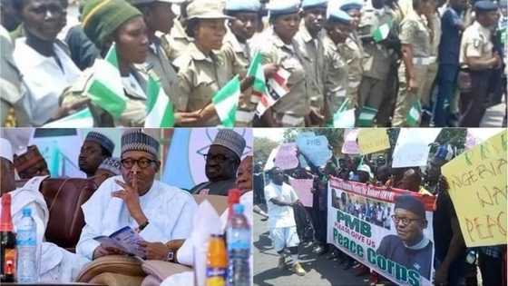 Dubi hotunan zanga-zangar lumana da 'yan Peace Corps su ka yiwa Buhari jiya a jihar Benuwe