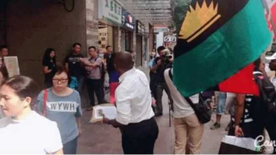 JUST IN: Biafrans Protest In Hong Kong (PHOTOS)
