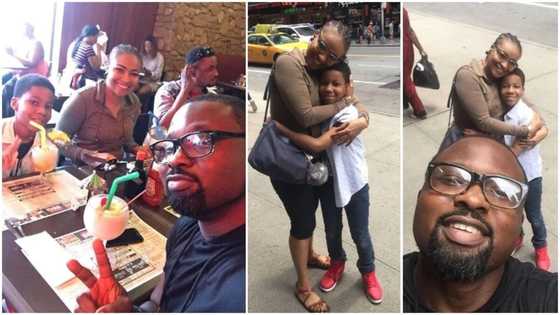 Daniel Ademinokan tells people not to believe what the read as he shares photos with ex-wife Doris Simeon and son