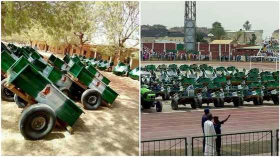 Bauchi state governor empowers youths, farmers with ‘brand new wheelbarrows’, tractors (photos)