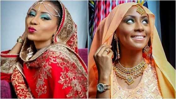 Kalli kyawawan hotunan Maryam Booth inda ta cakare da ado da kwalliya