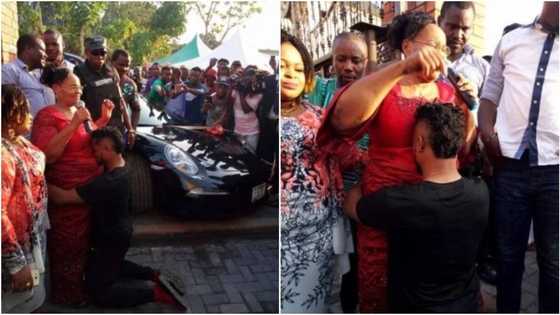 Talented Nigerian footballer surprises his mother with a Porsche in Enugu state (photos)