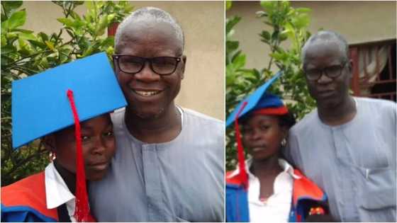 Single father celebrates daughter for graduating from junior school (photos)