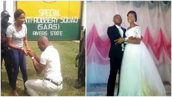 Check out beautiful wedding photos of man who proposed to his lover at SARS office in Port Harcourt