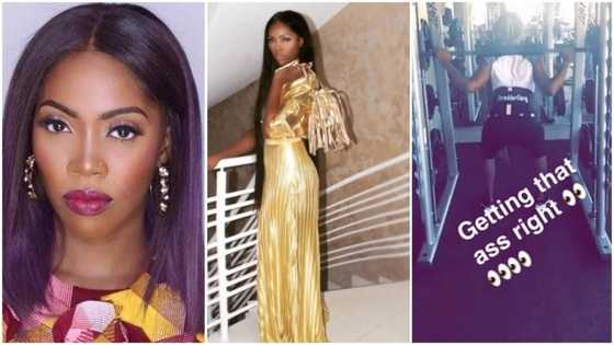 SEE what singer Tiwa Savage was seen doing to her body (photos)