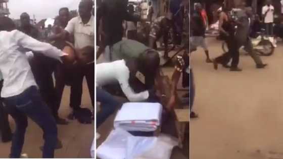 UPDATE: Watch as Policemen in Akure brutalise boy who questioned why a MOPOL jumped ATM queue (video)