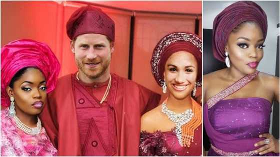 Bisola Aiyeola attends royal wedding, shares photo of herself with Prince Harry and Meghan Markle at the 'traditional ceremony'