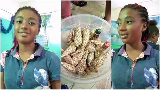 Meet beautiful young lady who sells groundnuts to raise money for her school fees (photos, video)