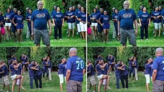 Family goals! See 70-year-old man with his 7 sons and their wives in these photos