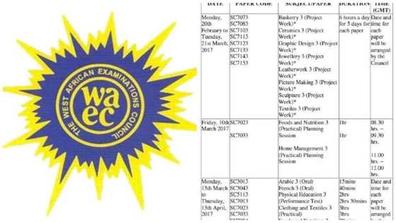 WAEC May/June timetable 2017 released (See full timetable)