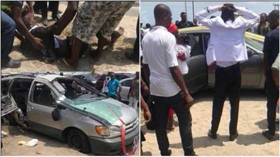 Tragedy as newly-wed couple get involved in ghastly motor accident few minutes after their wedding (photos)