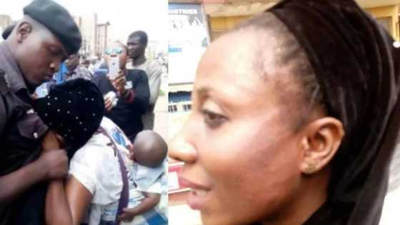 Duba yadda wani dan sanda ya zage ya shararawa wata matar aure mai goyo mari a kan cin hancin N50