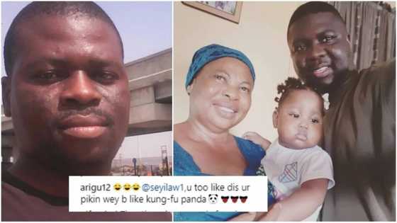 Seyi Law flares up as Nigerian man called his baby Kung Fu Panda (photos)