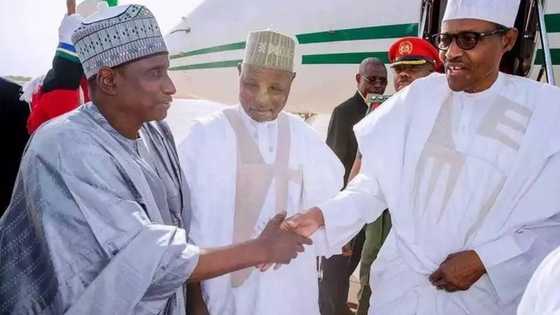 Gwamna Aminu Masari da Abu Ibrahim sun yi kus kus da Buhari a Villa