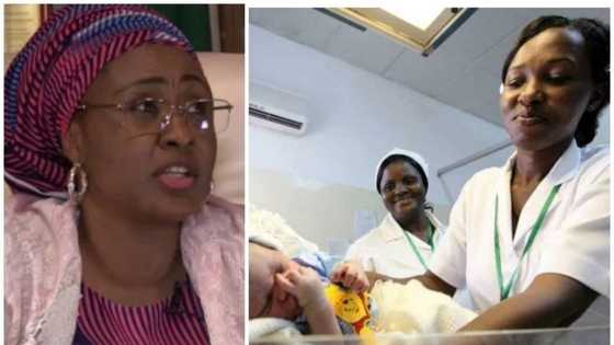 Aisha Buhari ta karrama jariri na farko da aka haifa a wannan shekarar a Abuja