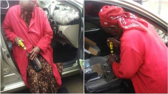 78-year-old female technician spotted fixing cars on the street